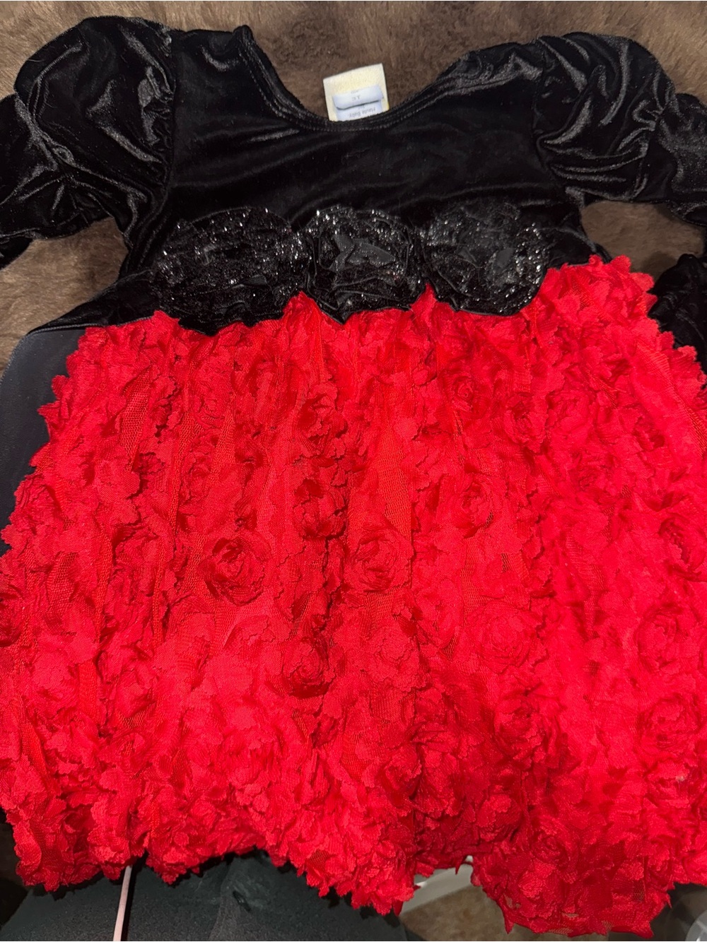 Girls Black and Red Ruffle Party Dress